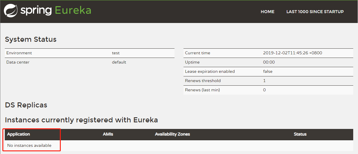 Eureka Server启动界面